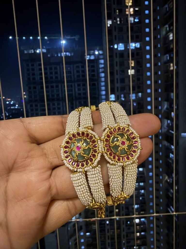 Traditional Pearl & Stone Studded Bangles - Set of 2