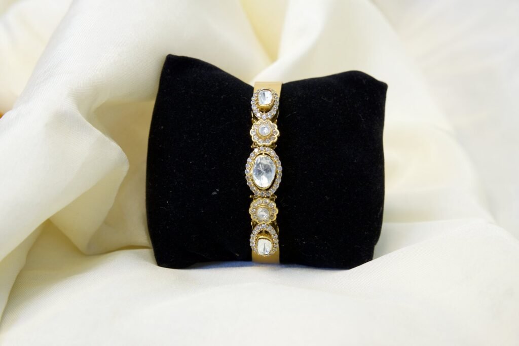 Gold-Tone Crystal Stone Bracelet with Oval Center Stone