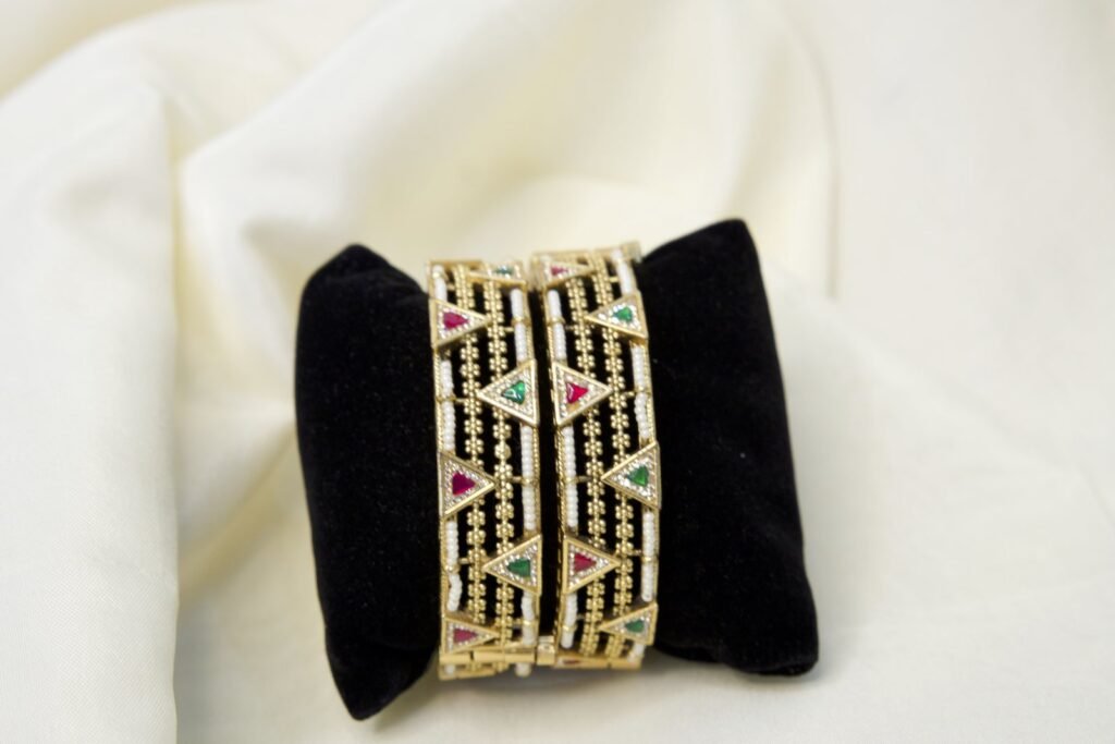 Ethnic Gold-Plated Bracelet with Multicolor Stones