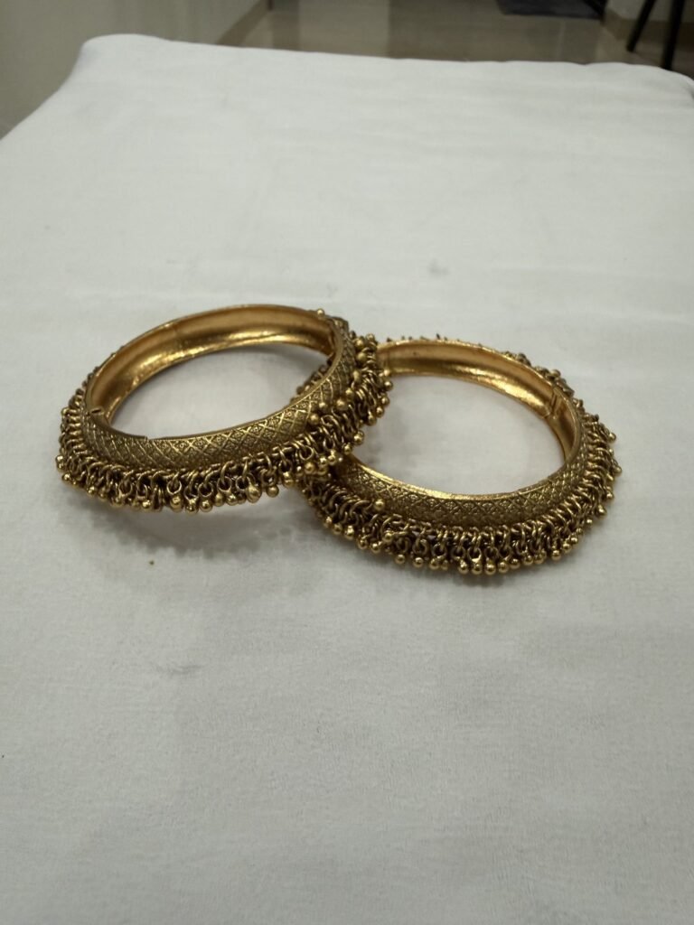 Antique Gold Beaded Bangles - Set of 2