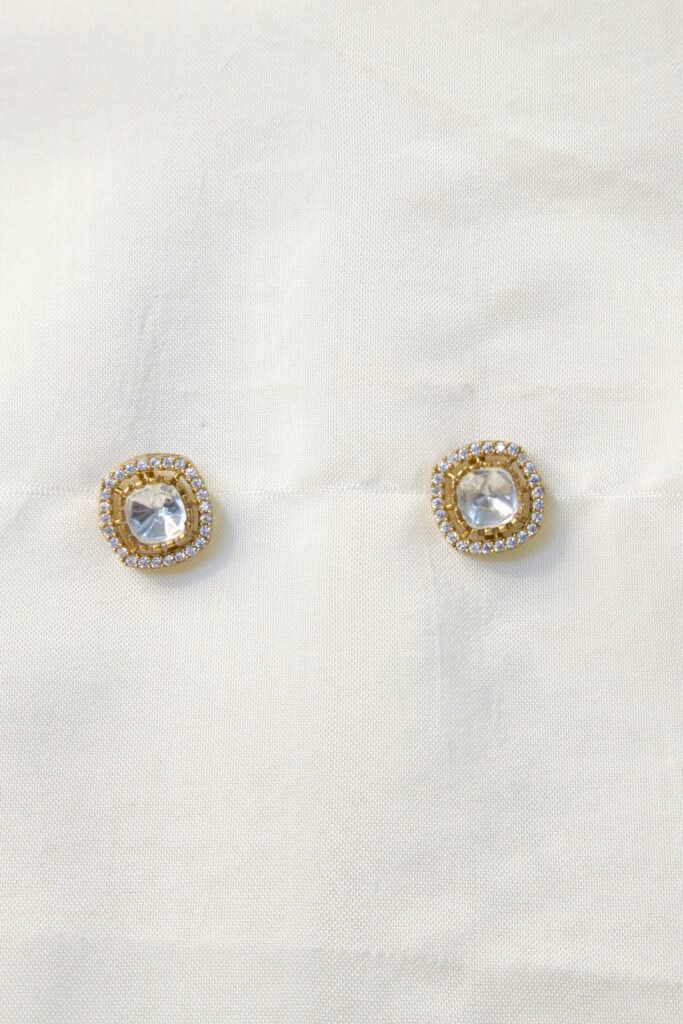 Gold-Tone Crystal Halo Stud Earrings