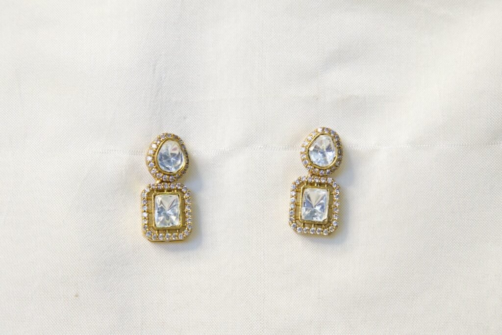 Elegant Two-Tier Crystal Drop Earrings - Gold Plated