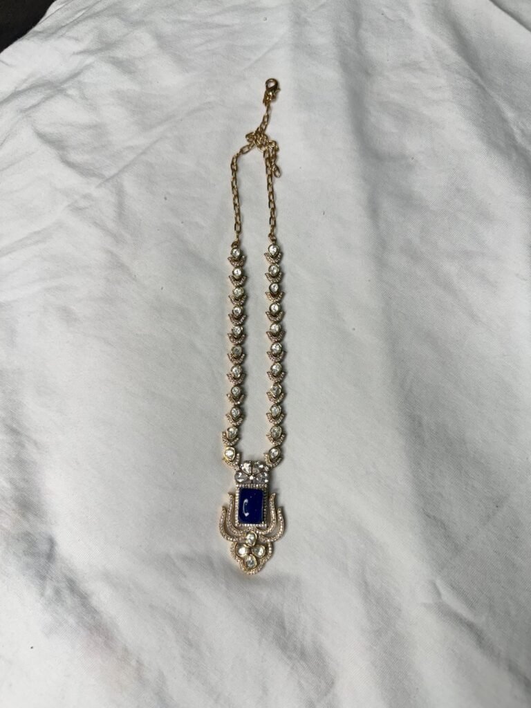 Royal Blue Stone Vintage Style Necklace and Earring Set