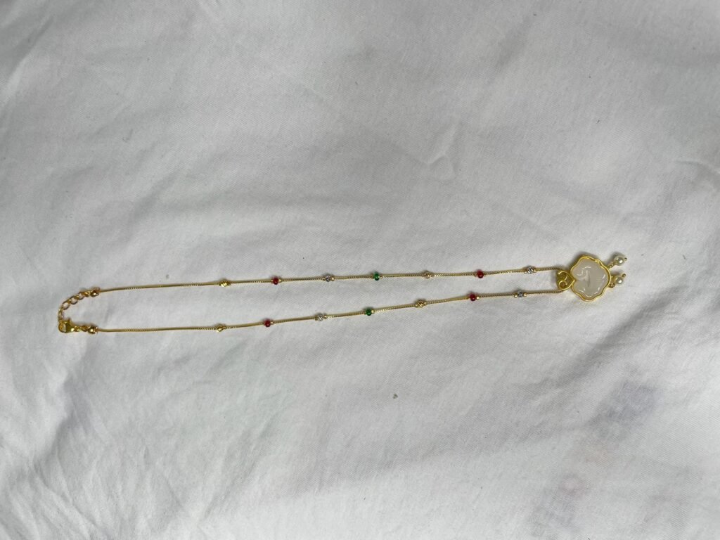 Gold-Toned Multicolor Stone Necklace with Matching Earrings Set