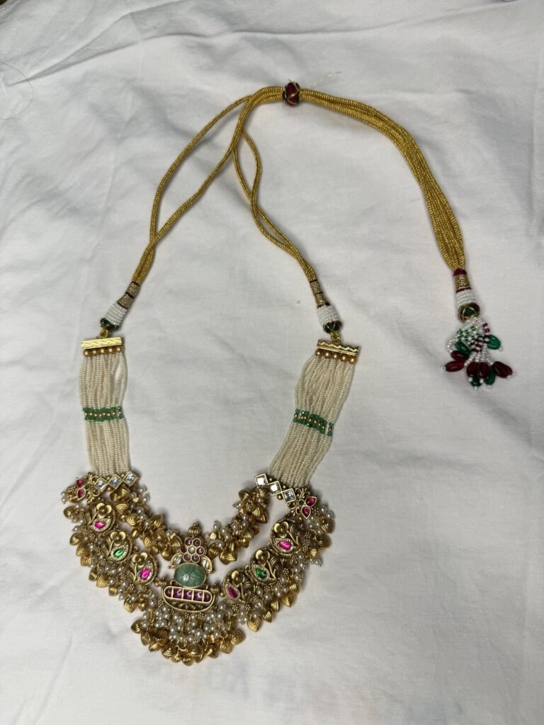Traditional Gold-Toned Kundan Choker Necklace Set with Matching Earrings