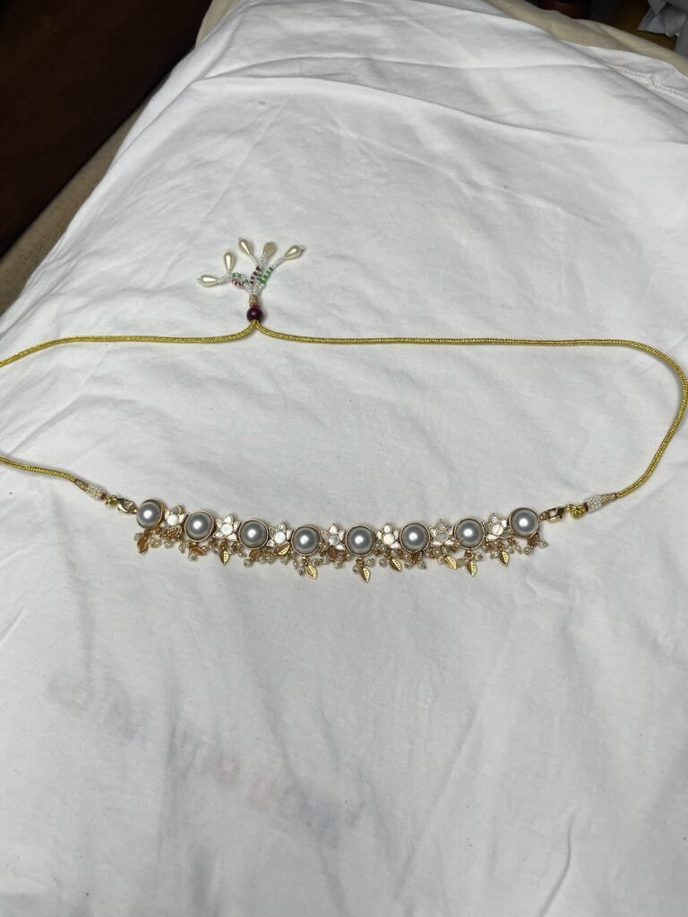Elegant Pearl and Gold Tone Necklace Set with Matching Earrings