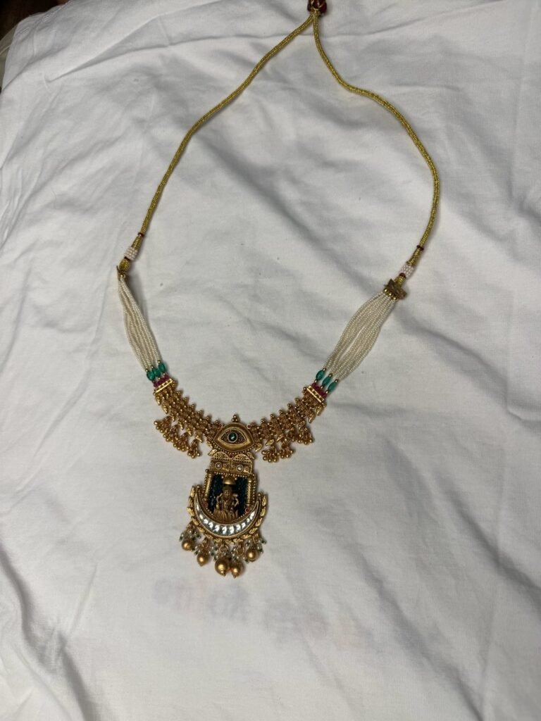 Traditional Gold-Toned Ethnic Necklace with Beaded Accents