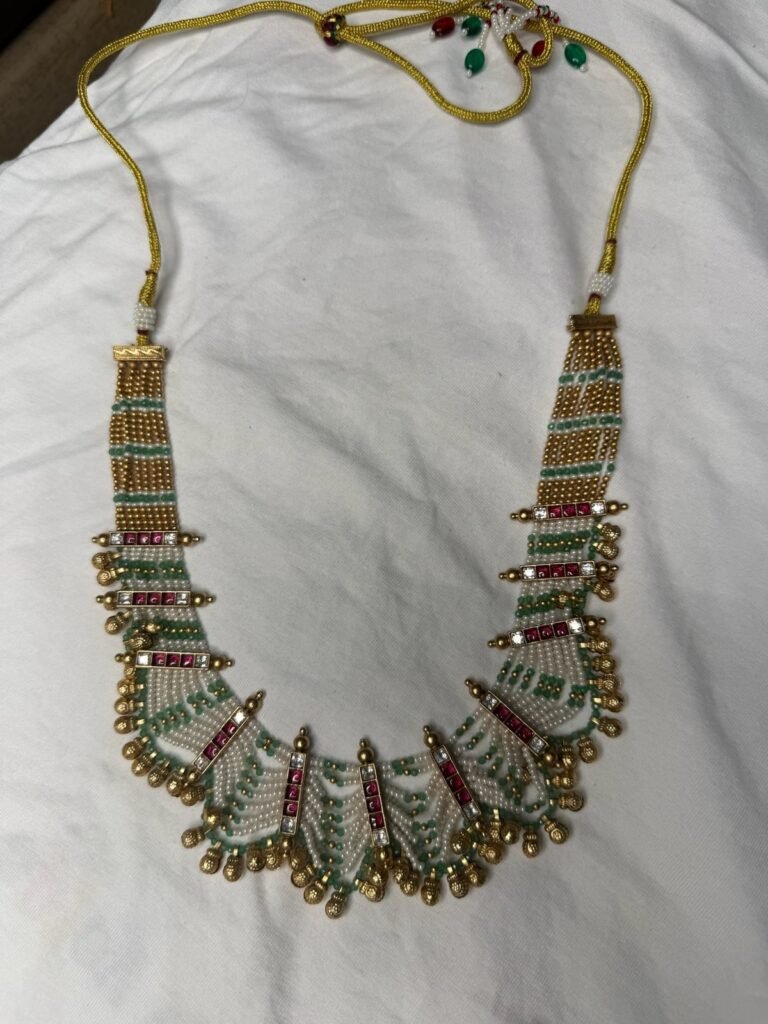Traditional Beaded Necklace Set with Matching Earrings