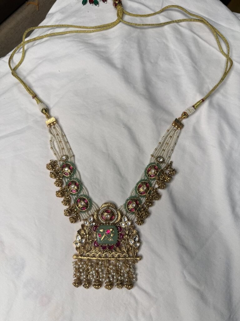 Traditional Kundan Meenakari Necklace Set with Matching Earrings