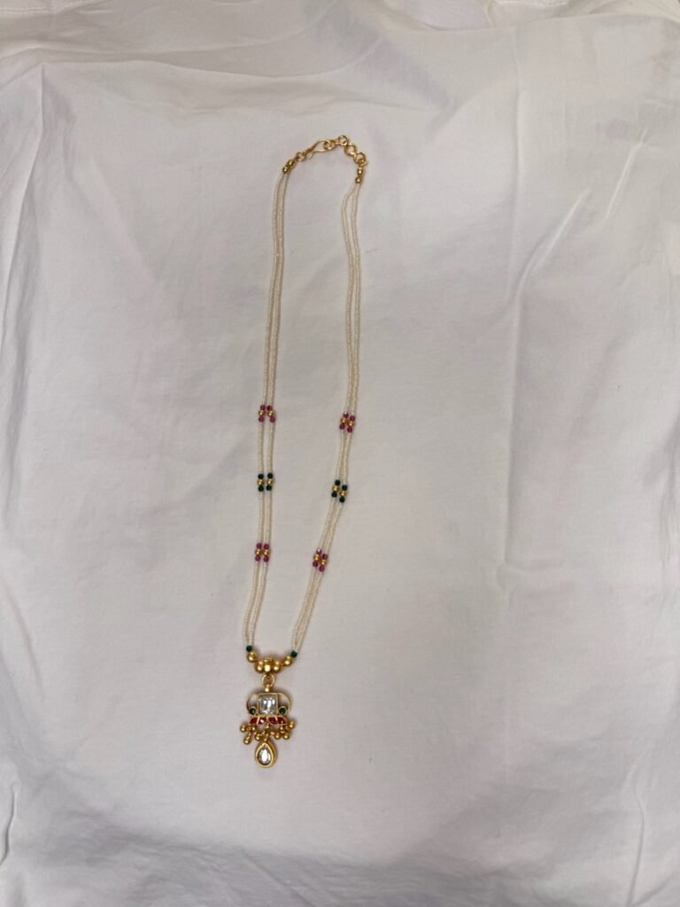 Elegant Pearl and Crystal Beaded Necklace with Jhumka Earrings Set