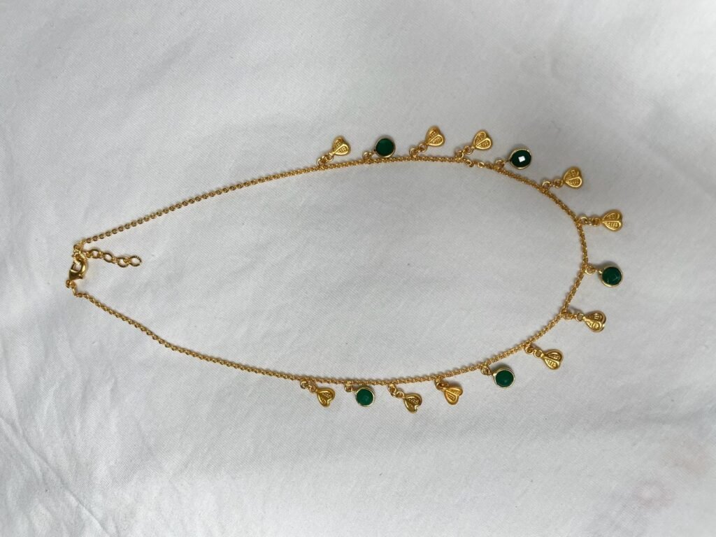 Elegant Marble Earrings with Green Stone Accents and Gold Detailing