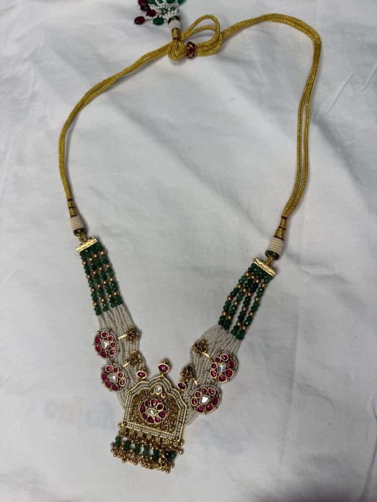 Traditional Kundan Meenakari Necklace Set with Jhumka Earrings