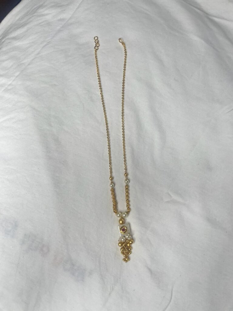 Gold-Toned Pearl Necklace with Matching Nail Art Set