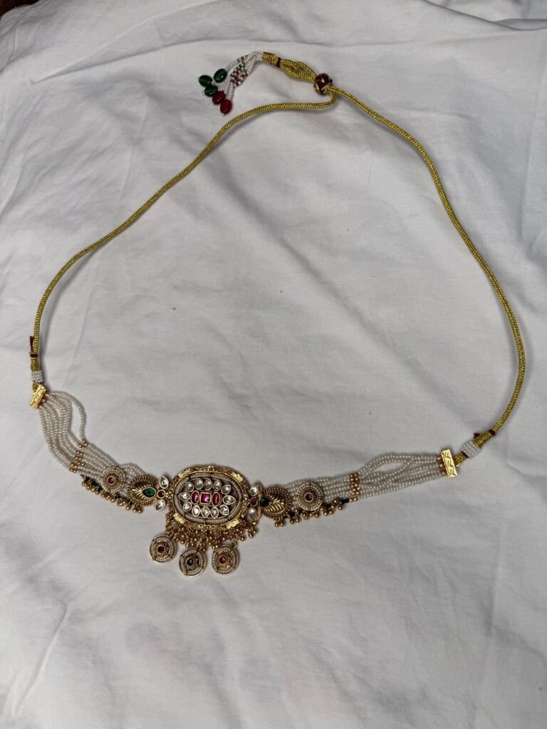 Traditional Gold and Pearl Necklace Set with Matching Jhumka Earrings