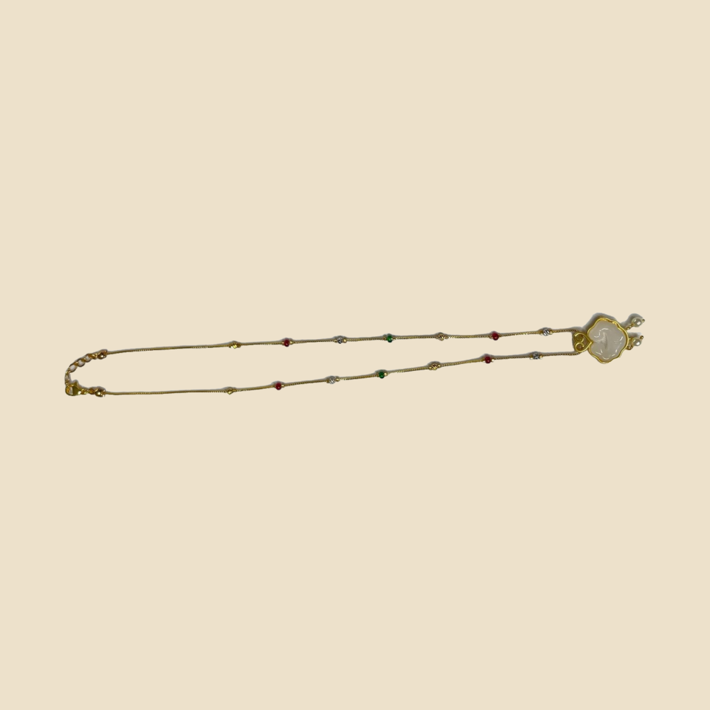 Gold-Toned Multicolor Stone Necklace with Matching Earrings Set
