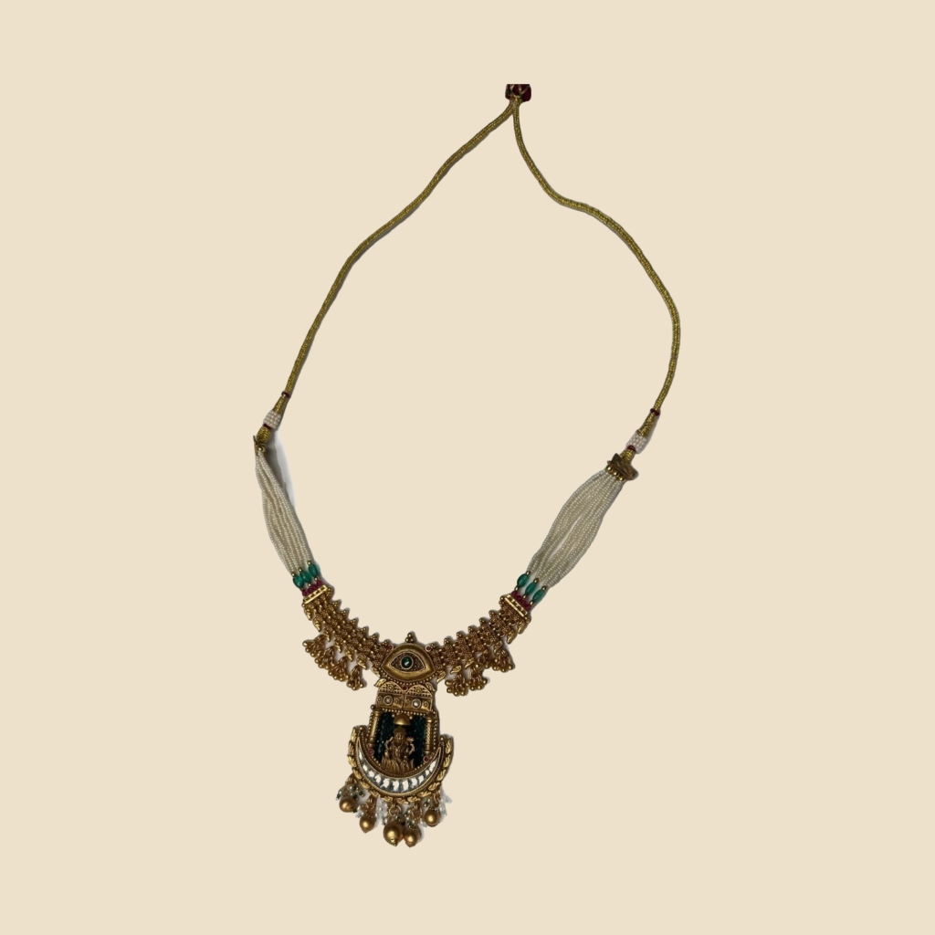 Traditional Gold-Toned Ethnic Necklace with Beaded Accents