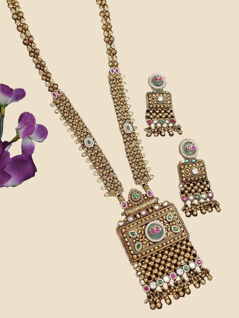 Antique Gold Long Pendant Necklace Set