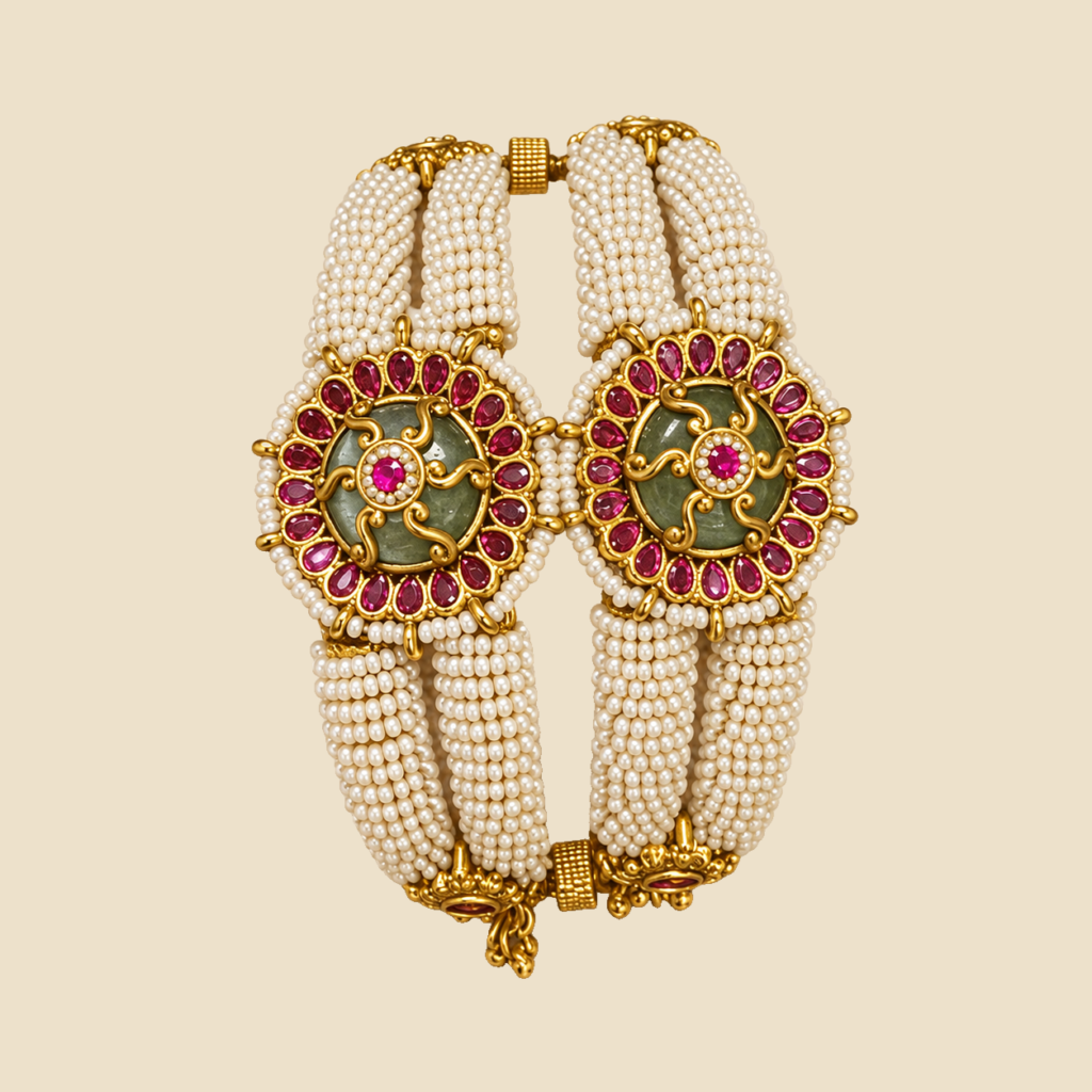 Traditional Pearl & Stone Studded Bangles - Set of 2