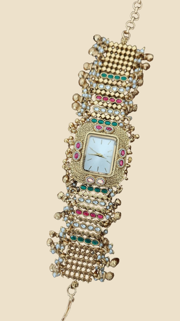 Multicolour Beaded Square-Dial Jewellery Watch