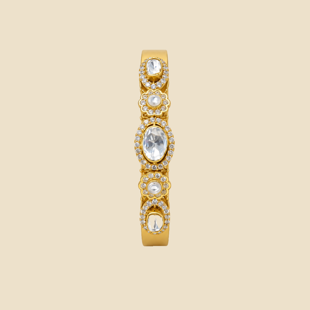 Gold-Tone Crystal Stone Bracelet with Oval Center Stone