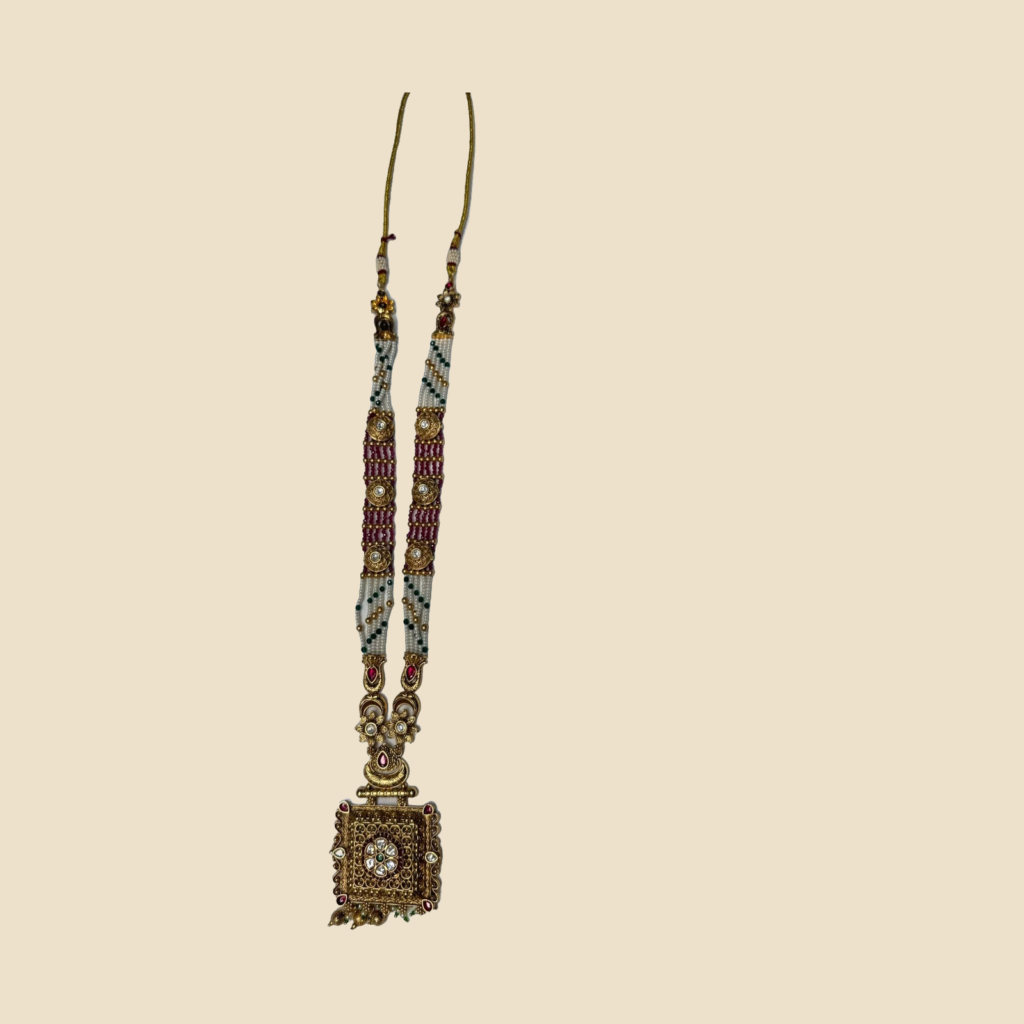 Traditional Gold-Toned Kundan Necklace Set with Jhumka Earrings