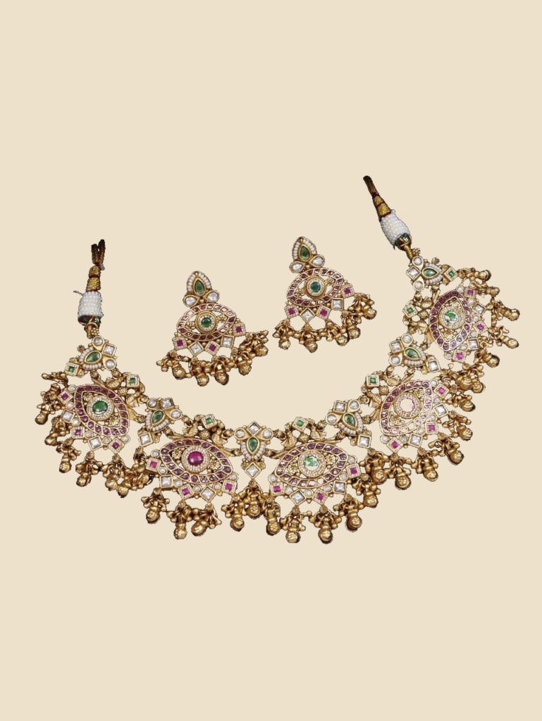 Floral Kundan Choker Set with Matching Earrings