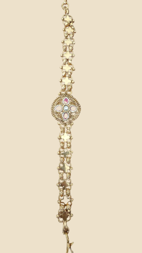 Antique Gold Ruby Floral Chain Bracelet