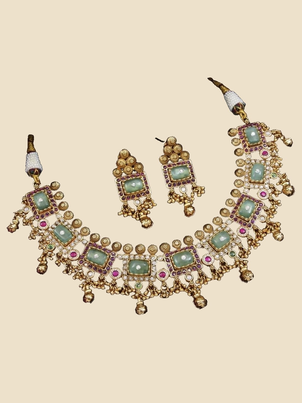 Multicolour Kundan Choker Necklace Set