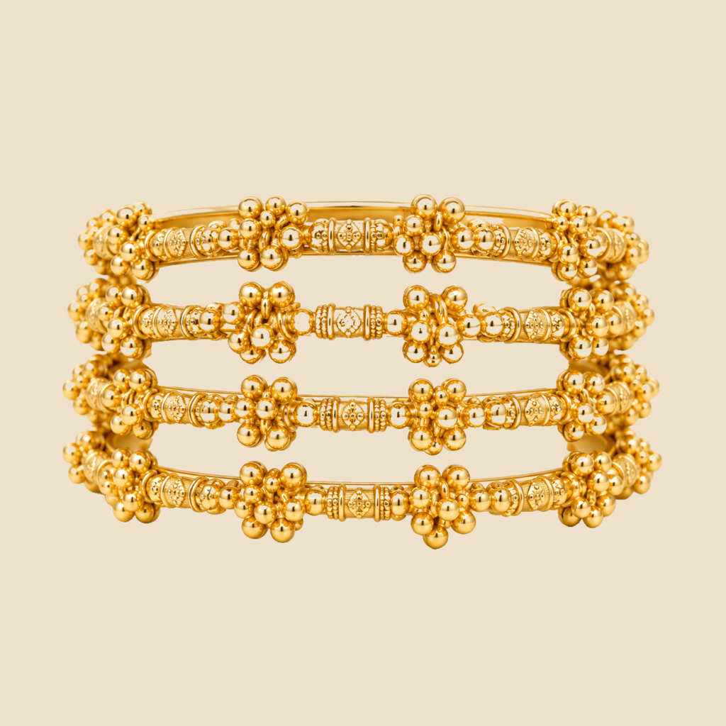 Gold-Toned Twisted Wire Bangle Set (Set of 4)