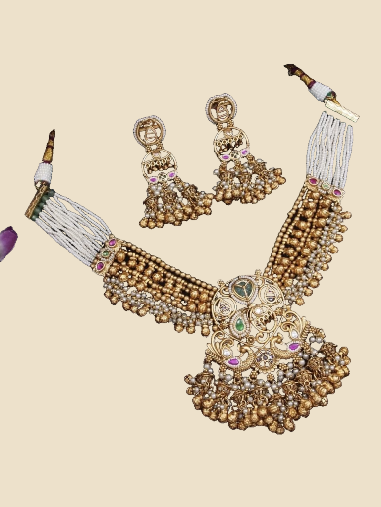 Pearl-Strand Antique Gold Pendant Necklace Set