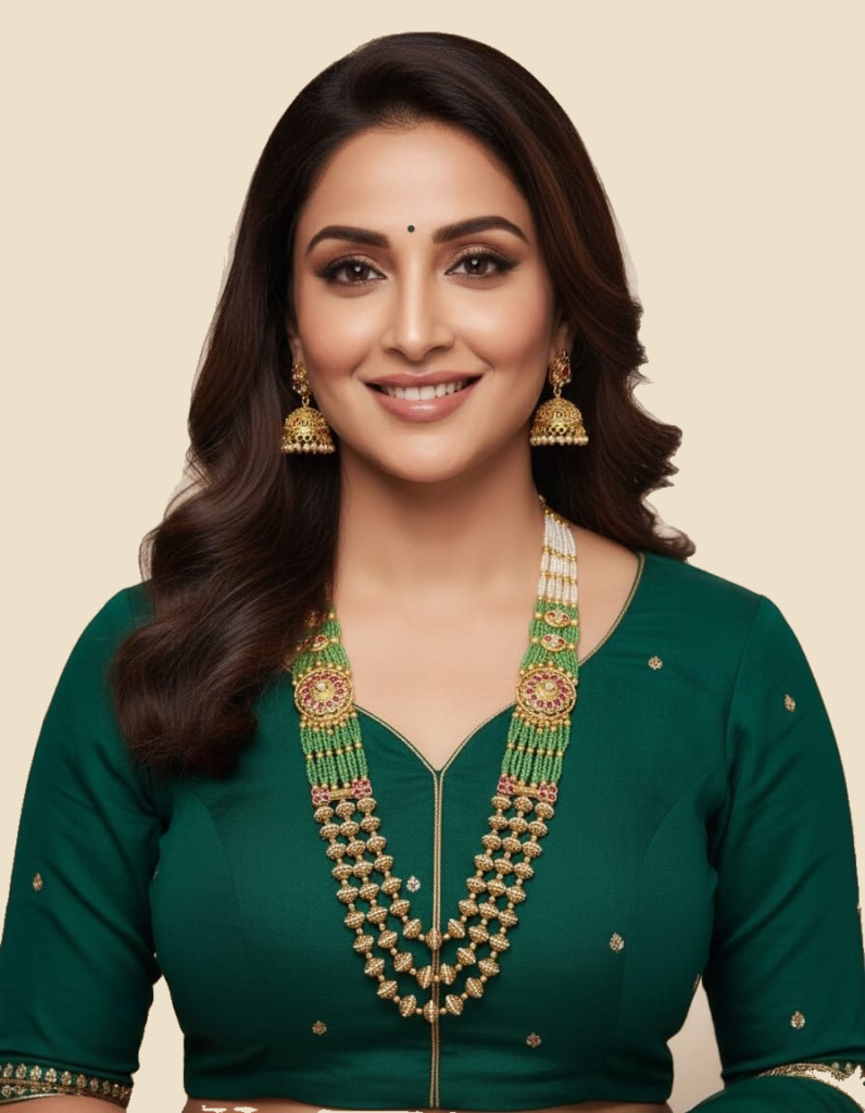 Layered Green-Bead Temple Necklace Set