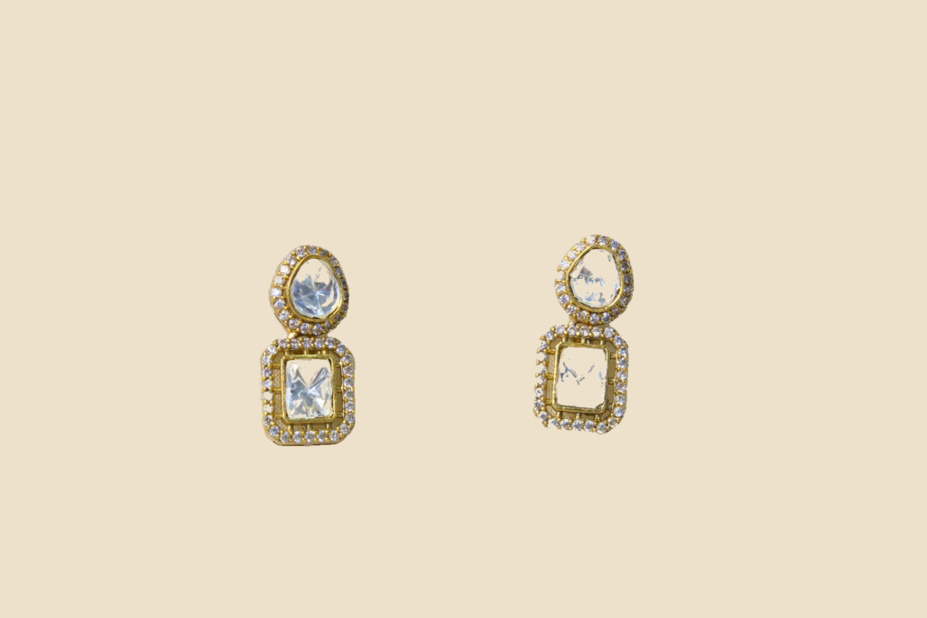 Elegant Two-Tier Crystal Drop Earrings - Gold Plated