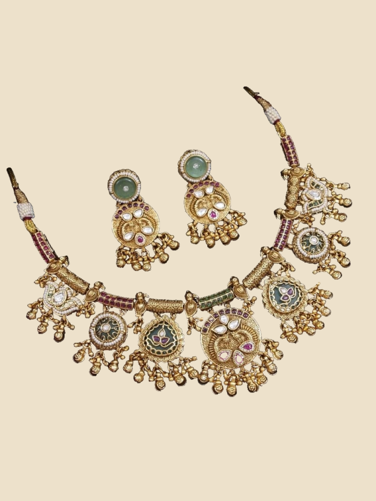 Antique Gold Coin Choker Necklace Set