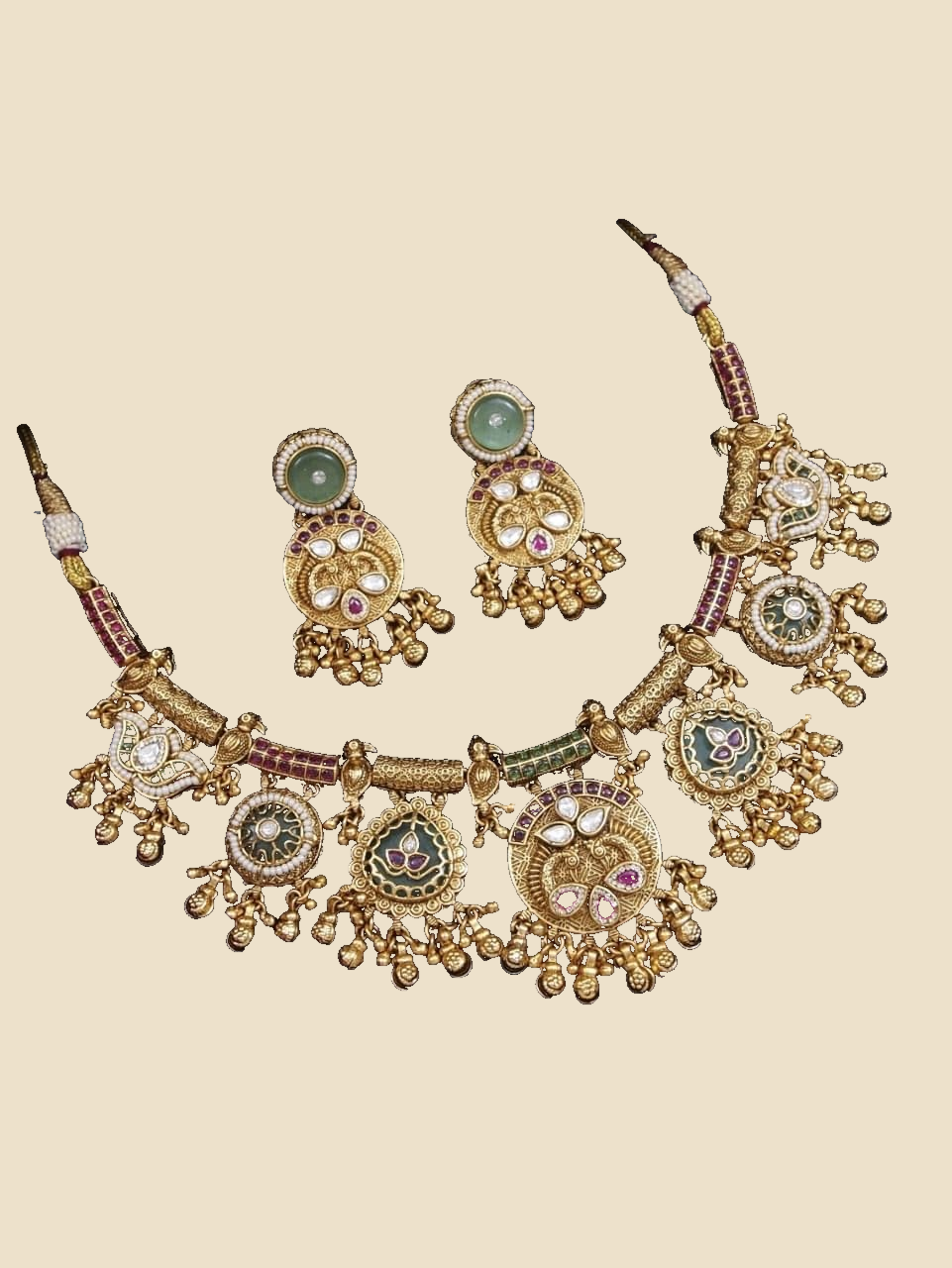 Antique Gold Coin Choker Necklace Set
