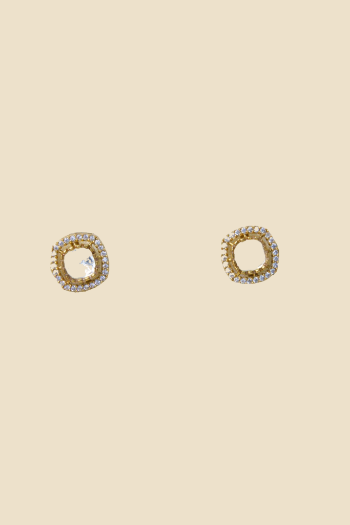Gold-Tone Crystal Halo Stud Earrings