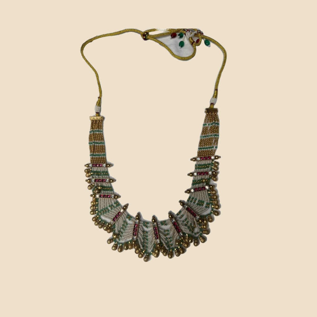 Traditional Beaded Necklace Set with Matching Earrings