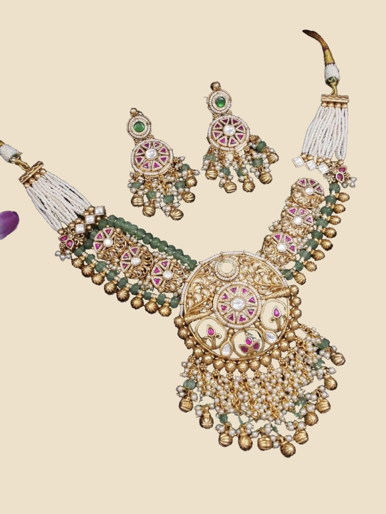 Bridal Kundan Necklace Set with Pearl Tassels