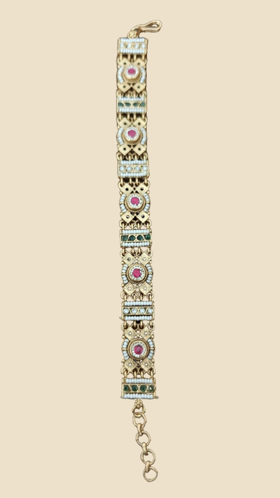Multicolour Square-Motif Kundan Bracelet
