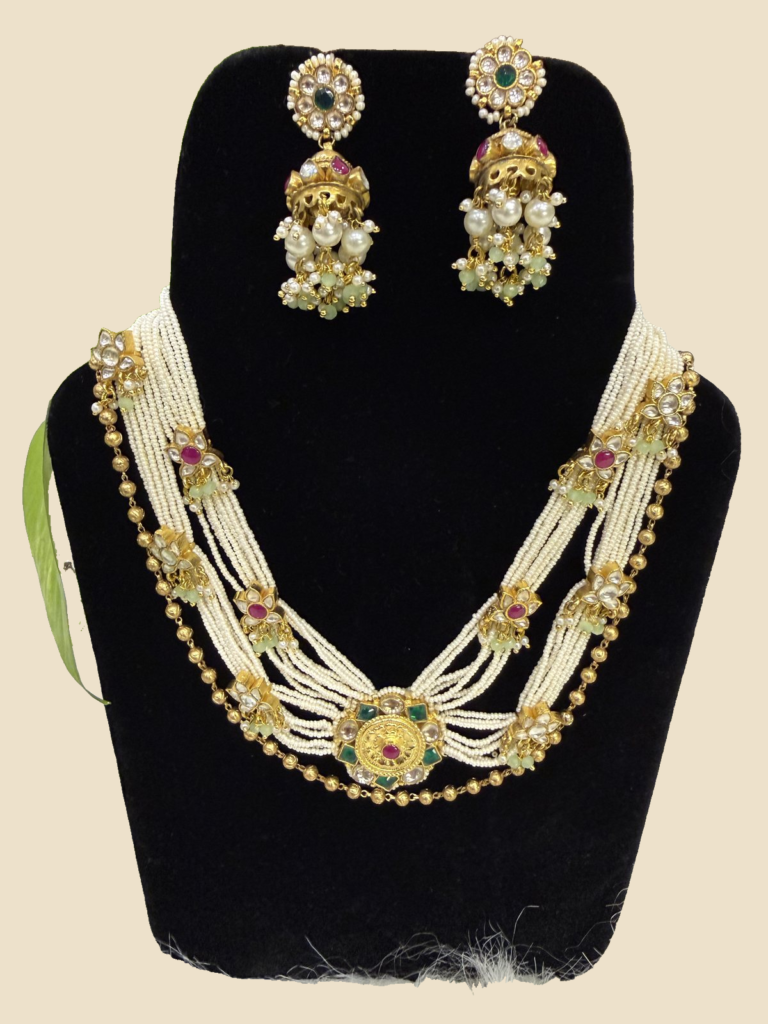 Traditional Gold-Plated Necklace and Jhumka Earrings Set