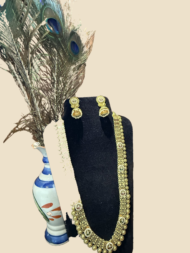 Traditional Gold-Toned Coin Necklace and Earring Set
