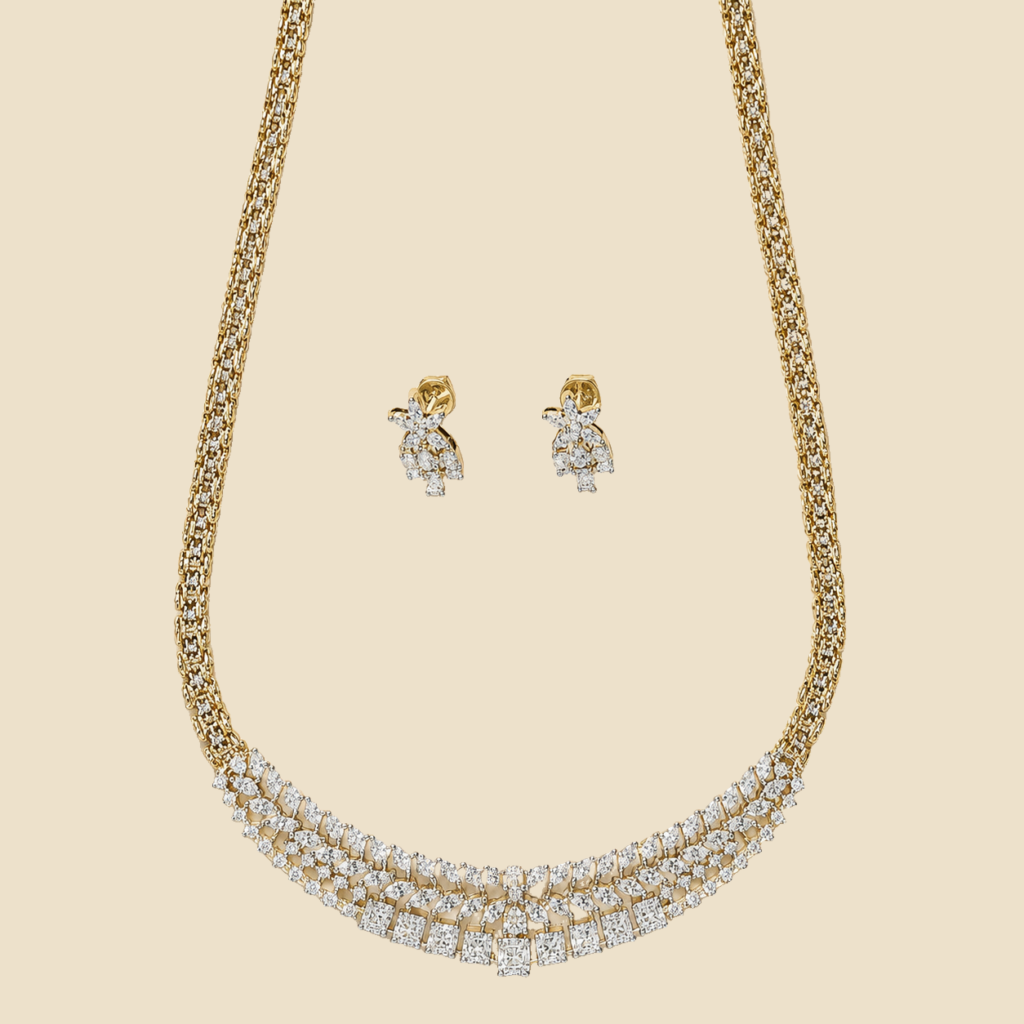 Gold-Tone Layered Crystal Statement Necklace Set