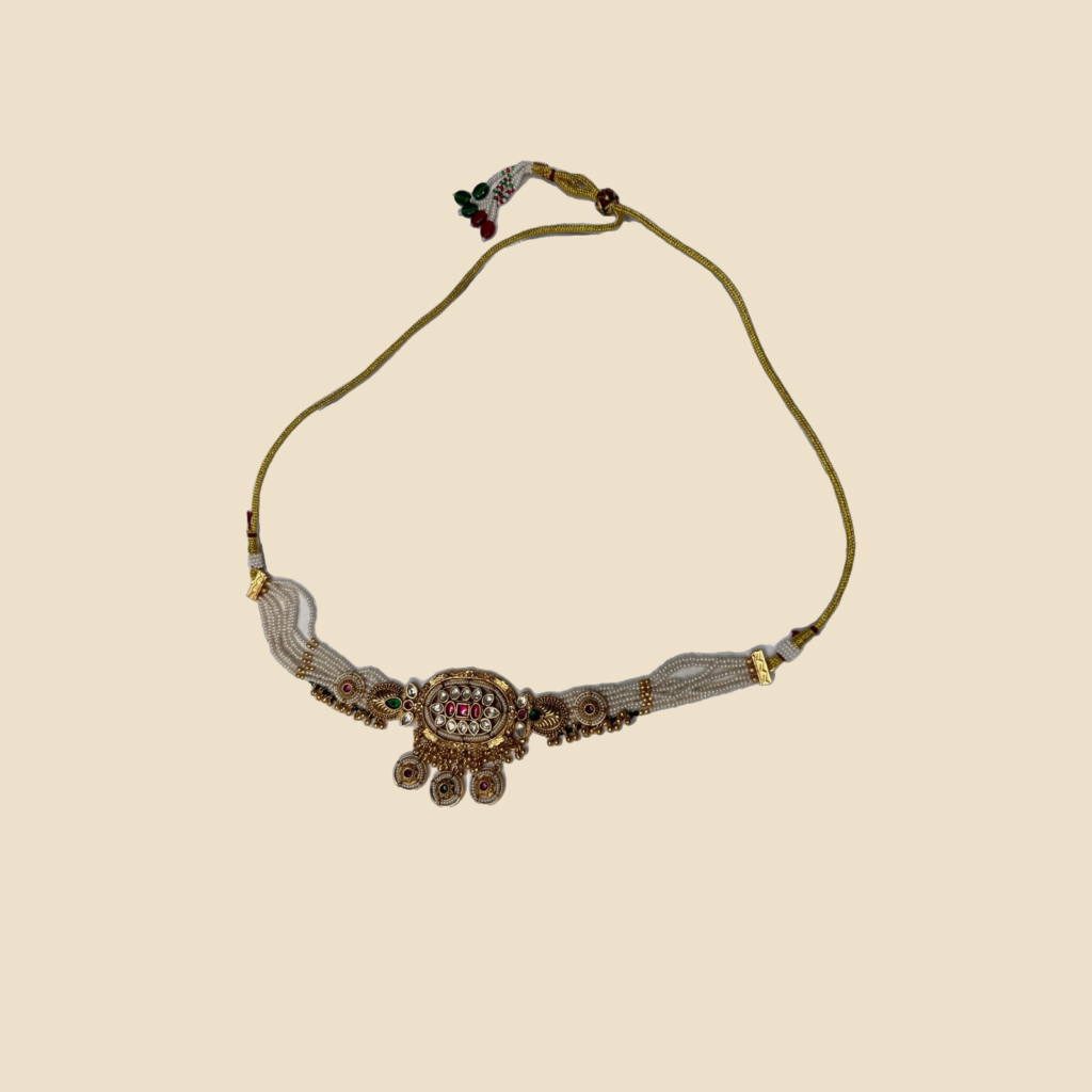 Traditional Gold-Toned Necklace and Jhumka Earrings Jewelry Set