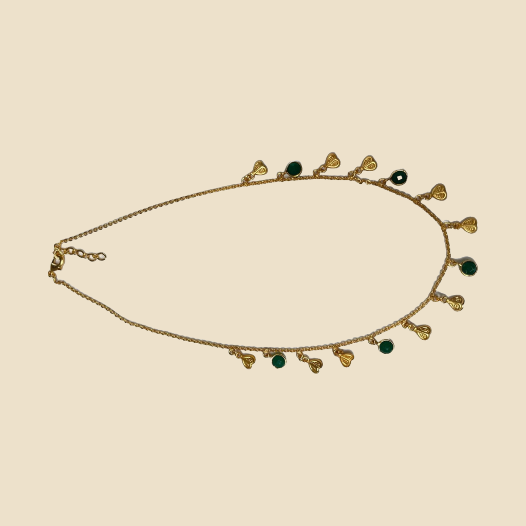 Elegant Marble Earrings with Green Stone Accents and Gold Detailing