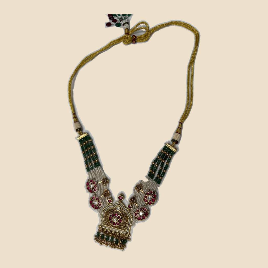 Traditional Kundan Meenakari Necklace Set with Jhumka Earrings