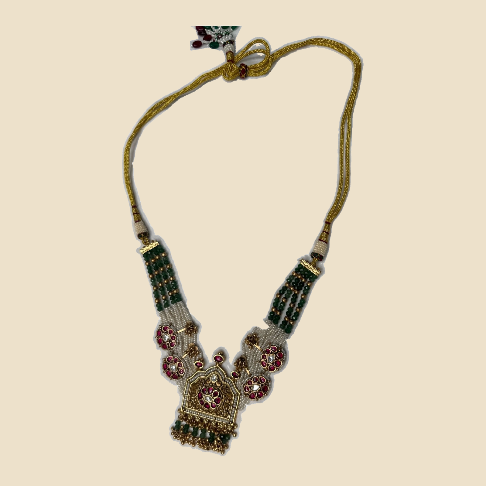 Traditional Kundan Meenakari Necklace Set with Jhumka Earrings