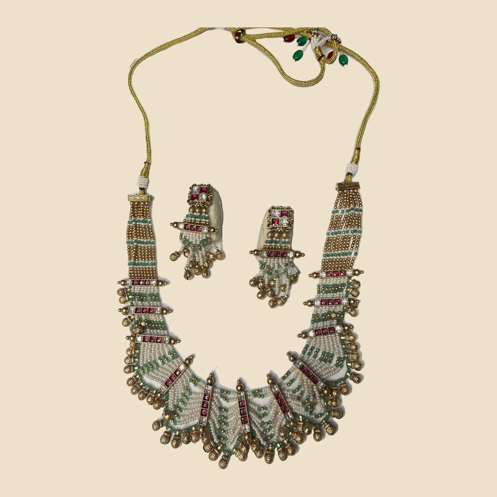 Traditional Beaded Jewelry Set - Necklace with Matching Earrings - Image 2