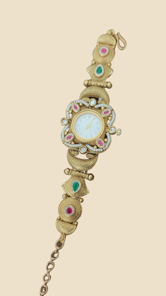 Antique Gold Floral Dial Jewellery Watch